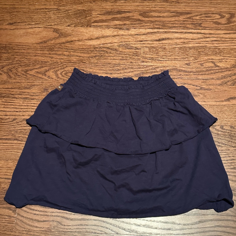 Tea Collection girls tiered ruffle elastic waist skirt in navy size 10